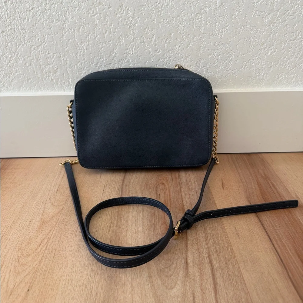 Michael Kors Dark Blue Crossbody Bag with Gold Accents - Picture 2 of 3